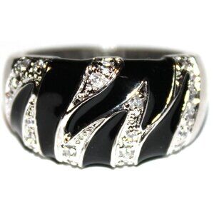 Zebra Pattern Band Ring - Size 7